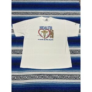 Y2K 2003 Health Care A Work Of The Heart Medical Nurse Graphic Shirt Mens XL